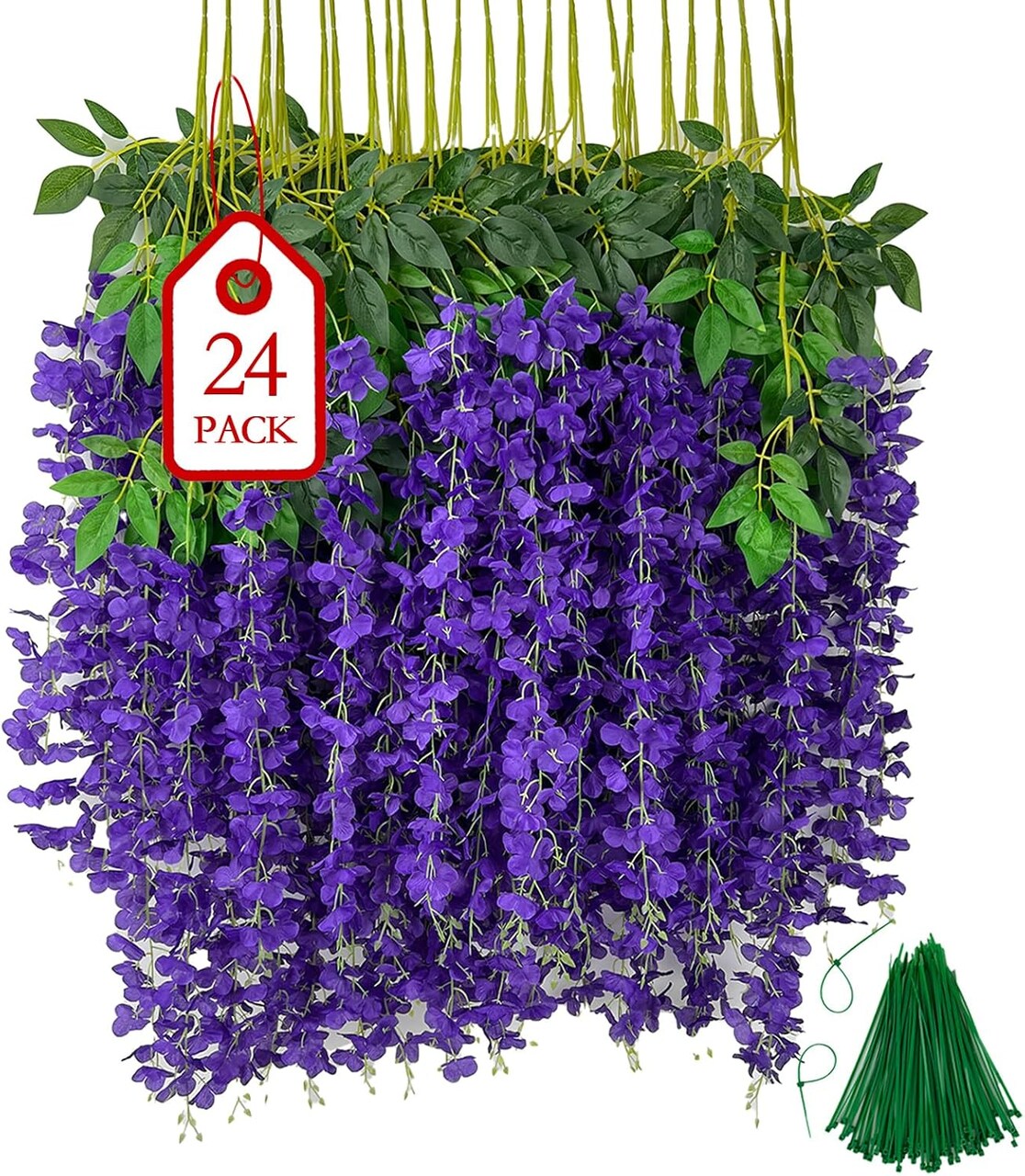 24 Pcs of Wisteria Hanging Flowers, 3.75 Feet Fake Wisteria Flower Strings